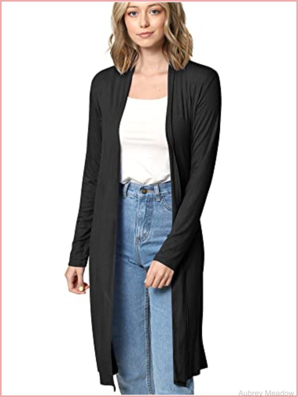 Lightweight Rayon Jersey Open Front Long Drape Cardigan Duster